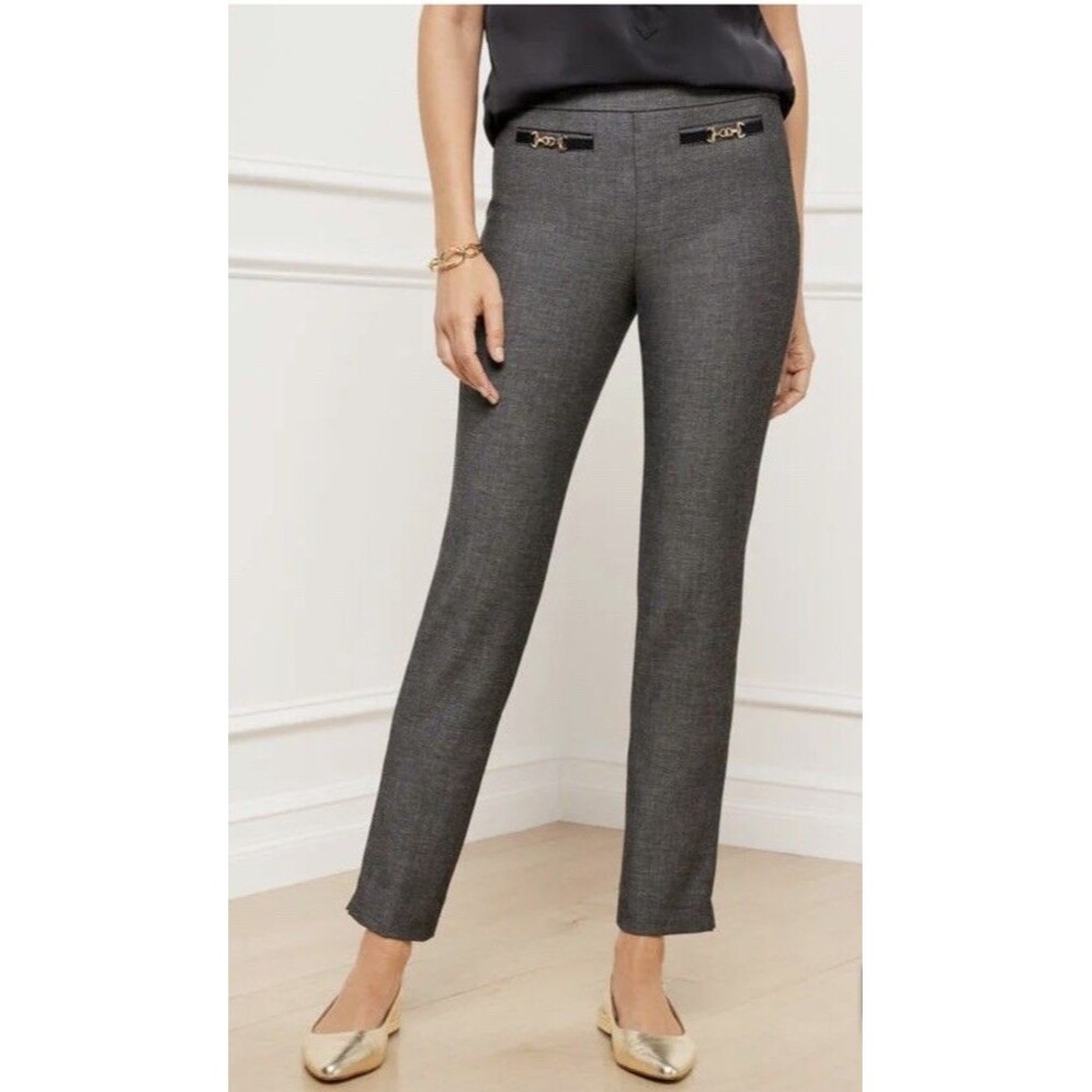 Talbots Chatham Ankle Pant Size 14 Gray Mid Rise Stretch Preppy Career Chic NWT